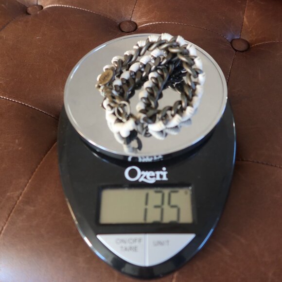 Statement oxidized brass/bronze cuban link necklace & cord by Lena Bernard $225 - Picture 12 of 12